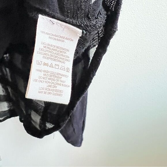 Free People womens Black Cool Meadow Top Button down Cotton boho Size Large - Picture 4 of 5